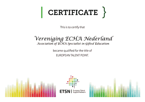ETSN Talent Point Certificate ECHA NL